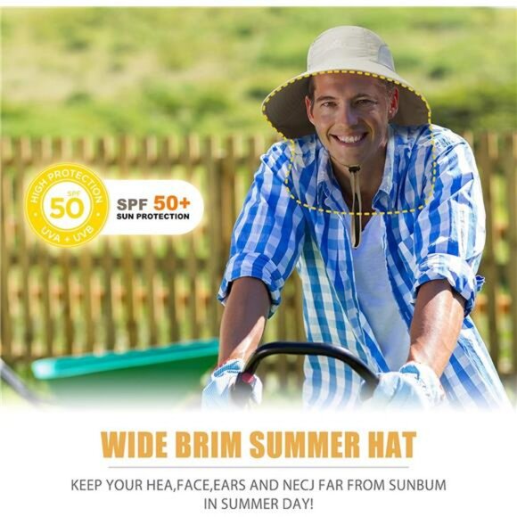 Mens Outdoor Sun Hat Wide Brim UPF 50 Fishing Safari Neck Flap Cap - Picture 5 of 7
